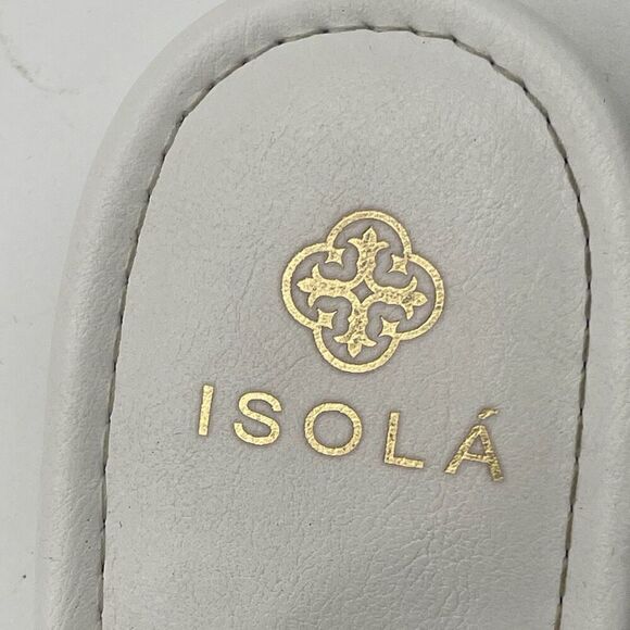 ISOLA Sandal Women’s Size 10 White Leather Rhinestone Thong Slingback Flat - Picture 5 of 14